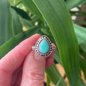 Turquoise Teardrop Sterling Silver Ring